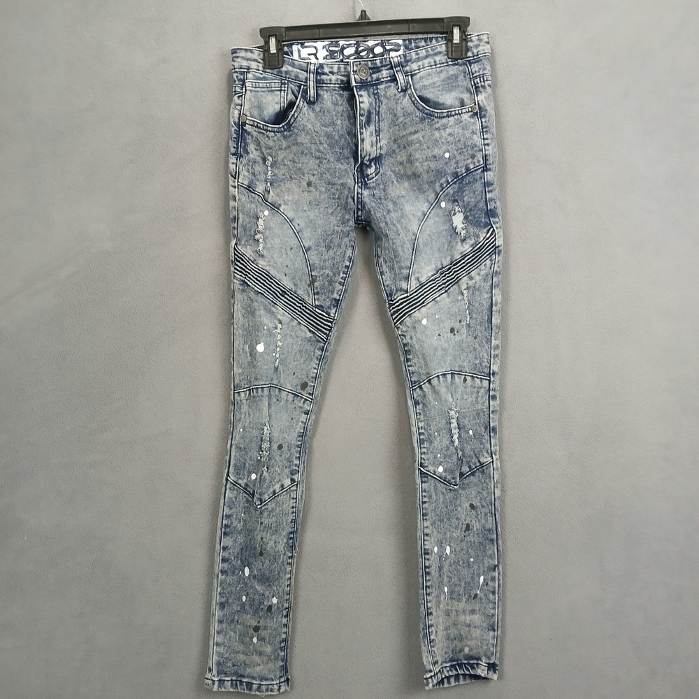 LR Scoop Jeans‎ Mens 30x32 Blue Denim Cotton Distressed Low Rise Skinny Leg